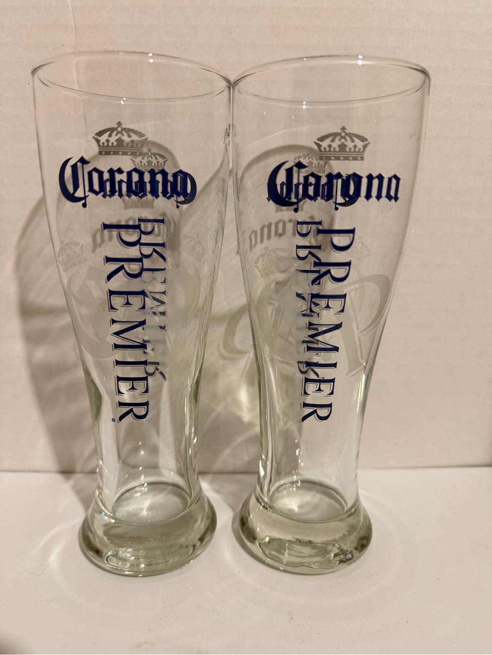 Corona Premier Pilsner Glasses with Blue Logo (Set of 2)
